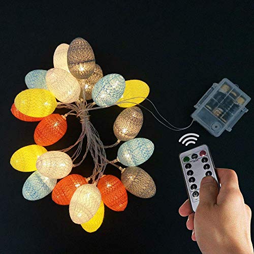 WesGen 20 Easter Egg LED String Lights Battery Operated Fairy String Lights Easter Holiday Party Home Decoration (Colorful,8 Modes)