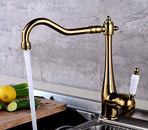 Robinet de cuisine rotatif laiton durable design rustique chic or rose