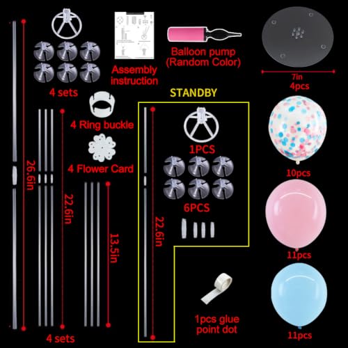 Image of TONIFUL 4 Set Light Pink Blue Balloon Stand Balloon Centerpieces for Table