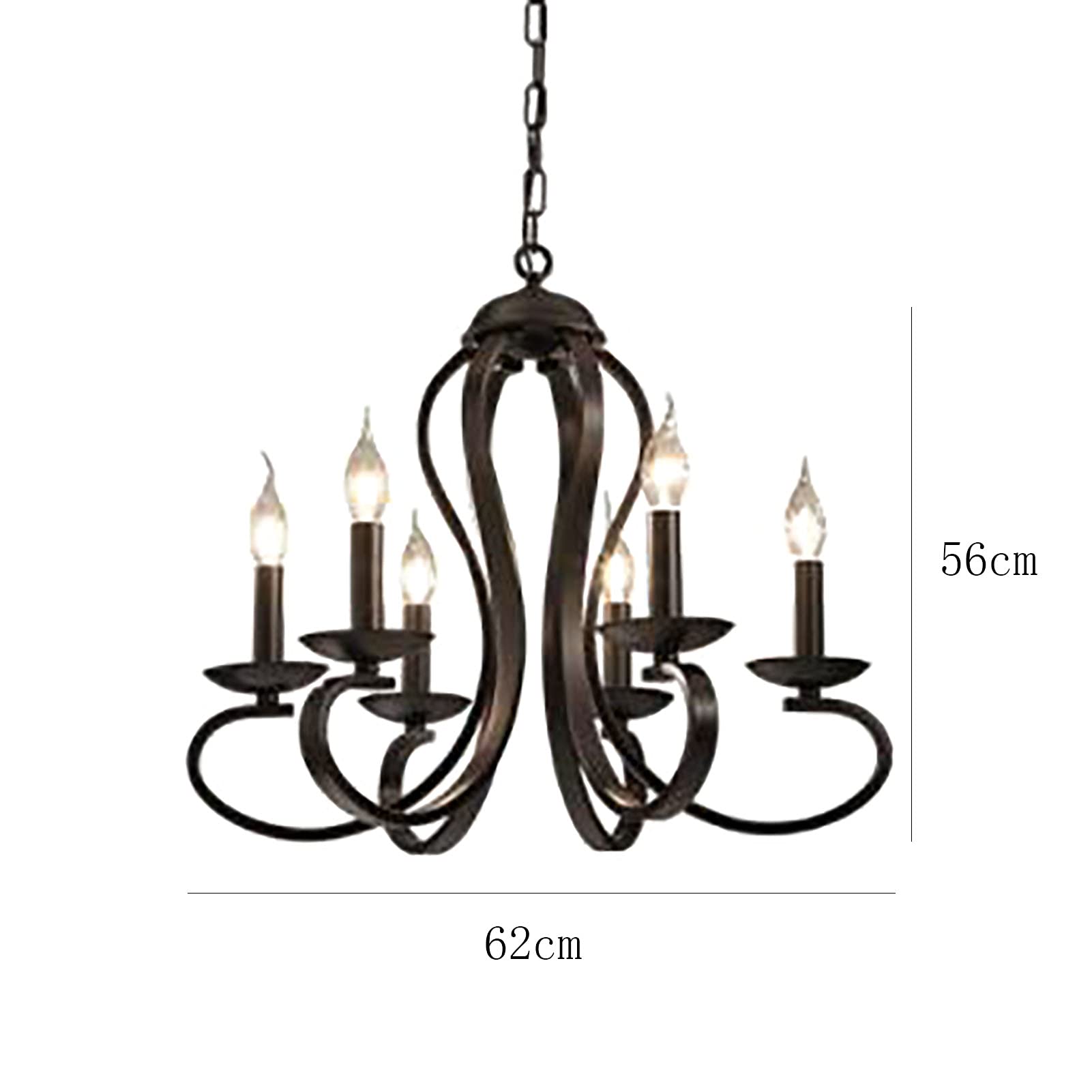 Persönlichkeit Kreativ Amerikanischer Stil Eisenkunst Kerze Kronleuchter,E14 Europäischer Stil Einfach Kerzenlampe,Für Wohnzimmer Esszimmer Schlafzimmer Bekleidungsgeschäft Café Ba-Schwarz. 62 * 56cm