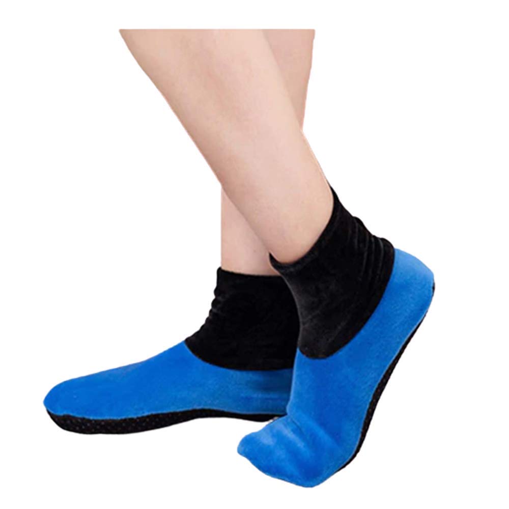 JMP Women Winter Warm Thicken Home Bed Socks Fashion Pure Color Non Slip Short Socks Elastic Floor Slipper Polyester Socks (Blue, Freesize)