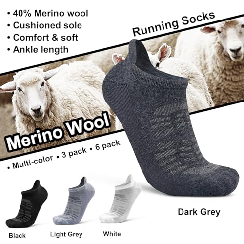 Busy Socks Ankle Merino Wool Blend Running Walking Socks for Men Women Compression Support Athletic Low Cut Cushioned Socks2