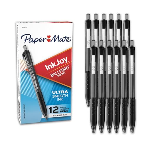 Image of Paper Mate InkJoy 300RT Retractable Ballpoint Pens, Medium Point, Black, Box of 12 (1951260)