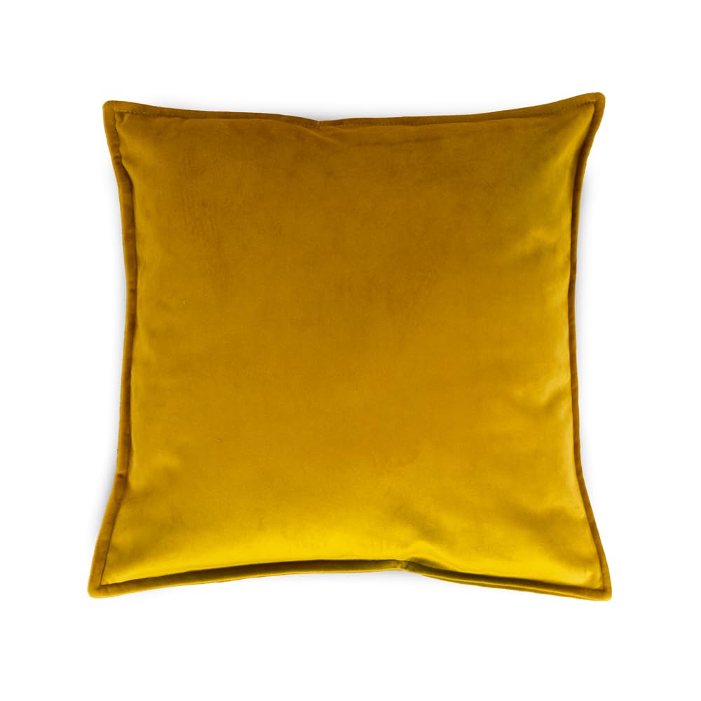 rucomfy Beanbags Velvet Cushion Support Pillow, Pre-Filled Machine Washable Decorative Soft Seat Pad, Cosy Stylish Sofa Accessory - Mustard Yellow