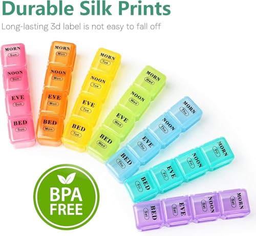 Image of Accuprints Pill Box Medicine Organizer |Size 18 x 11.5 cm| Weekly 7 Days 4 Times Storage 28 Compartments Case Moisture-Proof Portable Week Holder Container Daily use Planner Ideal for Travel Easy Home & Gifts