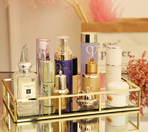 WANDOM [Kosmetische Aufbewahrungsbox Goldschale Badezimmerdekoration Desktop Finishing-Box Glas Kosmetikkoffer