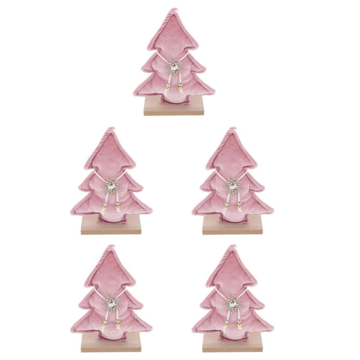 Toyvian 5 Piezas Árbol de Navidad de Mesa Rosa, Figura Decorativa Navideña