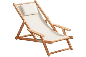 Hi Boy Wood Portable Reclining Beach Chair
