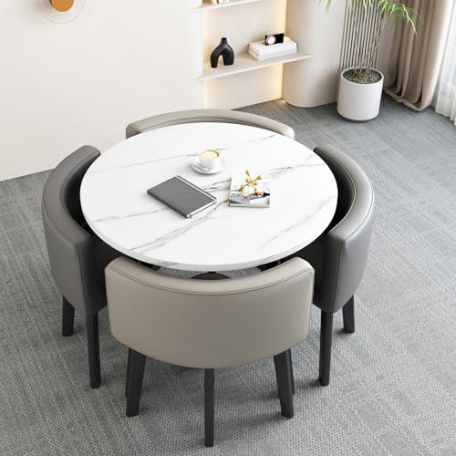 Reviews de Comedor Blanco Con Gris comprados en linea. 41 Genérico Juego de Mesa de Comedor Cuadrada de RecepcióN Y NegociacióN con Sillas,Redonda Moderna,4 Sillas para Recepción,Negociación y Hogar,Ahorra Espacio (Mesa Blanca + 2...