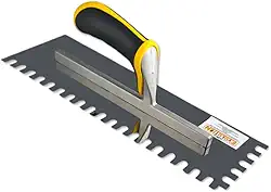 Evolution Desempenadeira Dentada P/Argamassa Piso Azulejo Cerâmica em Aço Inox Preto e Amarelo Profissional Cód 1601 - Original