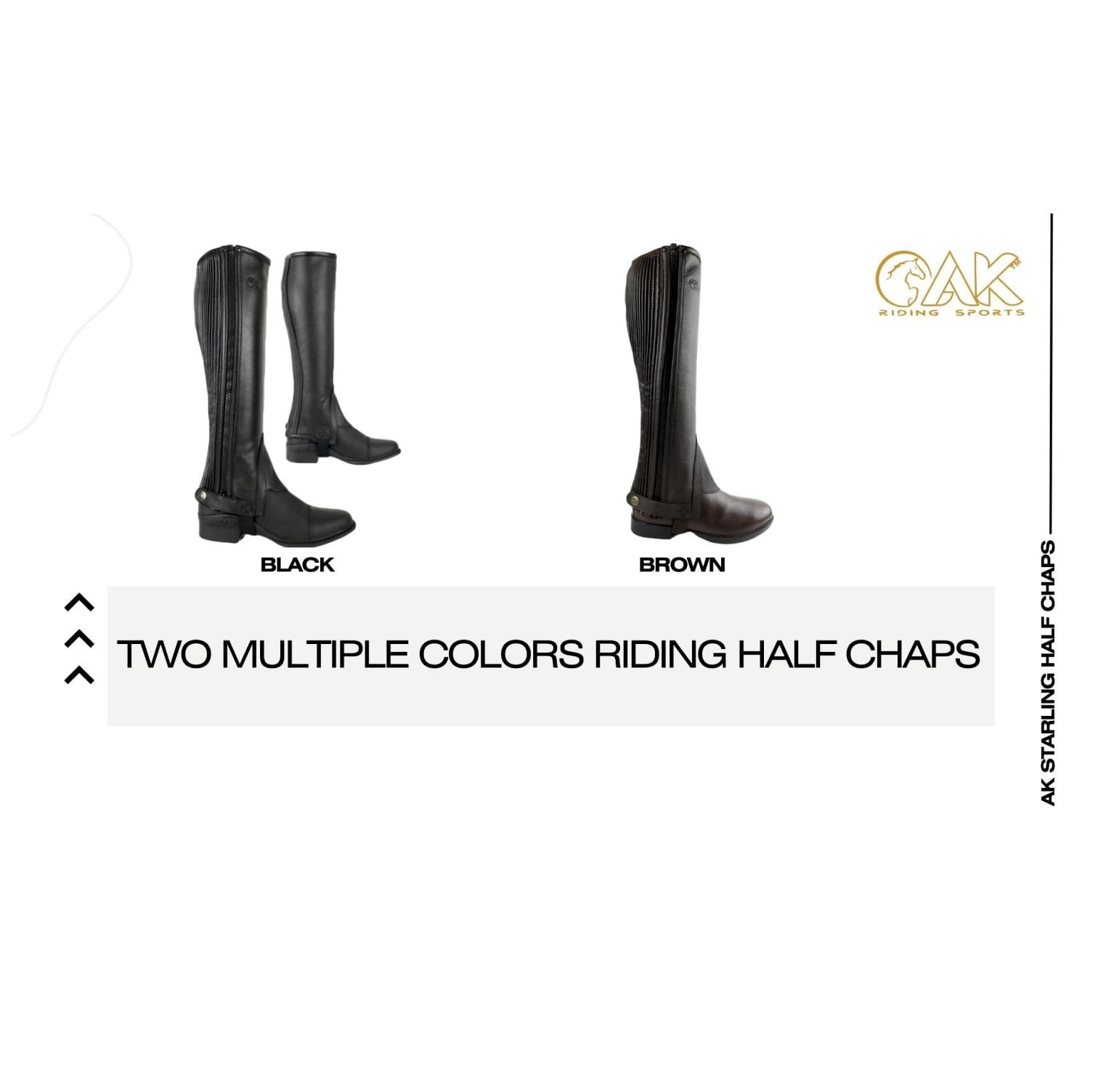 AK Zip Laterale Pelle Pieno Fiore Equitazione Mezze Chaps