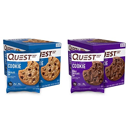 Image of Quest Nutrition Chocolate Chip & Double Chocolate Chip Protein Cookie Bundle, High Protein, Low Carb, 24 Count (2 Packs each with 12 Count)