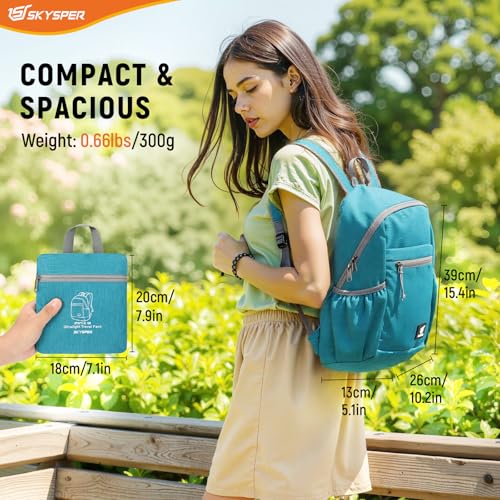 Image of SKYSPER Anti Theft Hiking Backpack, 18L RFID Packable Travel Daypack, Lightweight Foldable Back Pack for Walking Daytrip