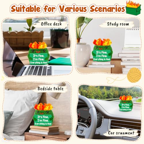 Mini Dumpster Emotional Fire Support Positive Crochet, Office Gifts Funny Gag Gifts for Women Men, Small Birthday Gifts Presents Cute Stuff Things, Dumpster Desk Accessories Office Decor