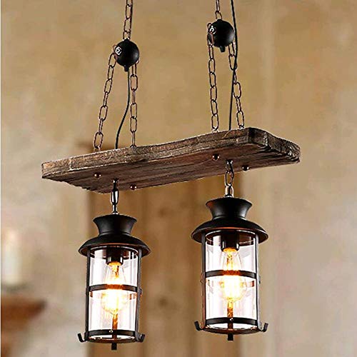 Lámpara colgante E27 vintage de techo, retro Edison Loft, de altura regulable, diseño industrial para salón, comedor, restaurante, sótano, cafetería, bar (sin bombilla)