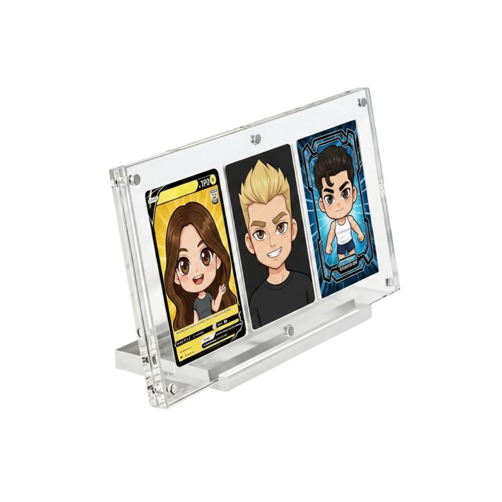 Acrylic Card Display Case, Magnet Photo Stand with Slots for Trading Cards