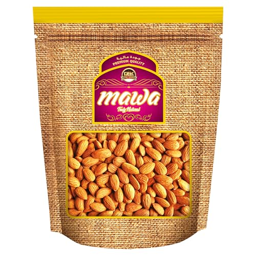 Mawa Raw Almonds Regular 1kg | Badam | NPX 32/34 size | USA Origin | Nuts Snack | Source of Plant Protein | All Natural | Re sealable Zipper Pouch | 1kg