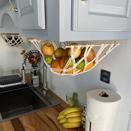 Hamaca para frutas de algodón premium y madera tejida de forma artesanal 5