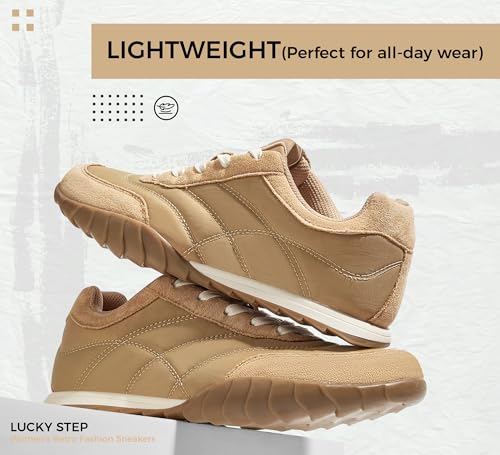 LUCKY STEP Women's Retro Fashion Sneakers Casual Thin Sole Anti-Slip Tennis Trainer Running Walking Shoes Trendy Trainer Comfortable Footwear4