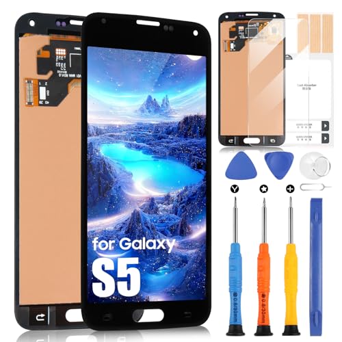 Pantalla LCD para Samsung Galaxy S5 TFT, LCD Display para Galaxy S5 G900 G900F G900H G900A, pantalla táctil digitalizador de repuesto + kit de reparación (negro)