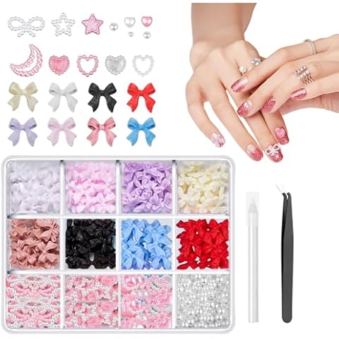 500pcs Multicolour Bow Nail Charms Set Cover