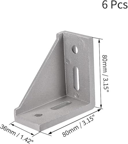 Miniatura 2 de uxcell Esquina de soporte de refuerzo, 3.150 in x 3.150 in para perfil de extrusión de aluminio serie 4040, 6 piezas (plata)