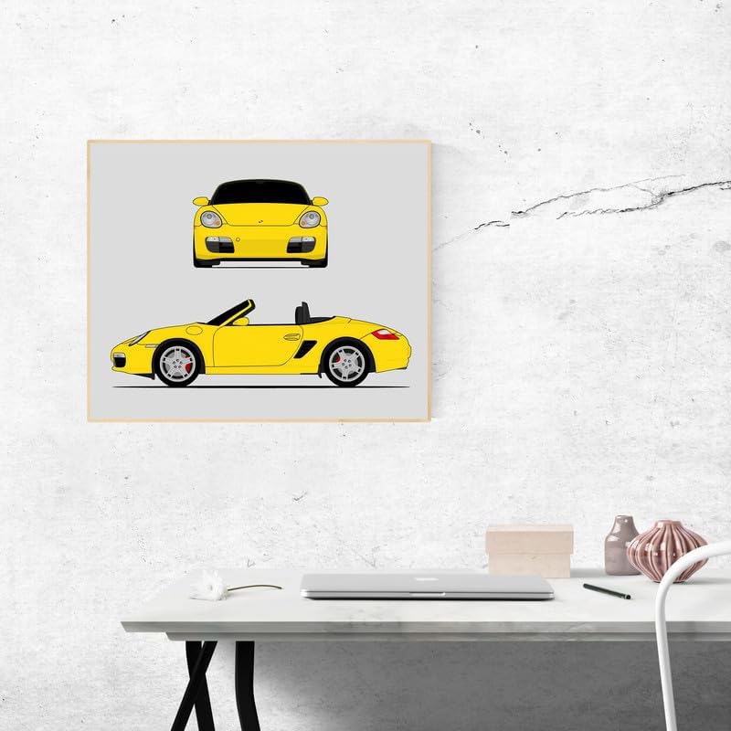 Miniatura 9 de Custom Car Posters Póster hecho a mano compatible con Porsche Boxster 987 (2004-2008) (frontal y lateral), impresión satinada de 8 x 10 pulgadas