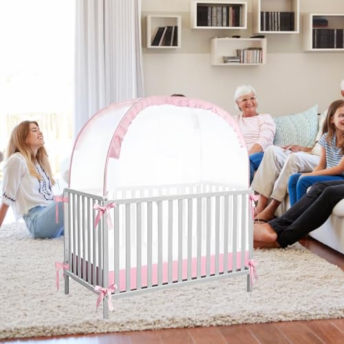 Tienda para cuna infantil con dosel de malla transpirable emergente para dormitorio de niños 6