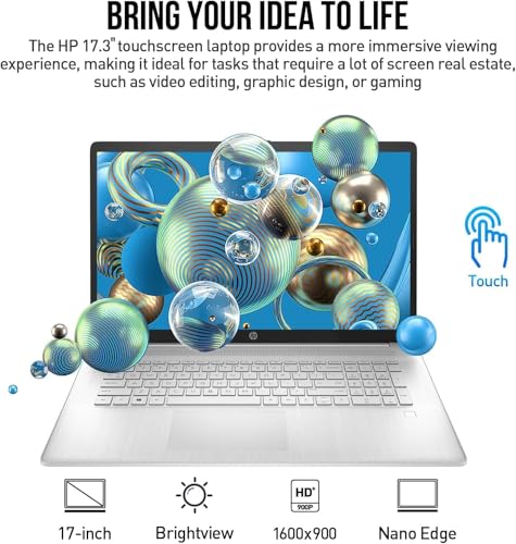 Image of HP 17.3 Inch Touchscreen Laptop with Backlit Keyboard, Intel 13th Core i7-1355U, 64GB RAM, 2TB SSD, Wi-Fi 6, 15Hrs Battery, Rose Gold, Windows 11