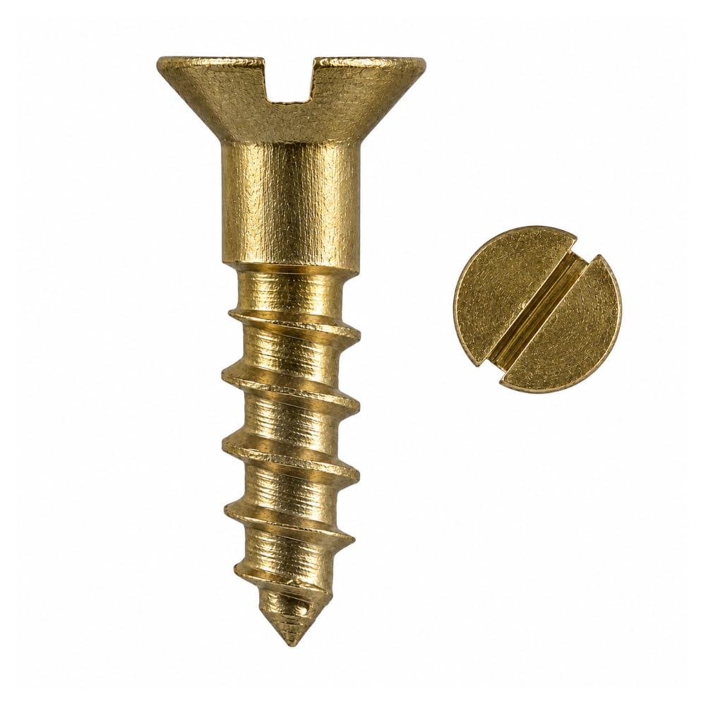 Nuts About Bolts | 12g x 4" (5.5 x 100mm) Solid Brass Countersunk Slotted Wood Screw | Pack of 50