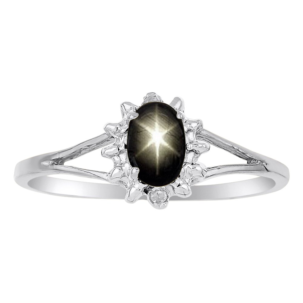 Diamond & Black Star zaffiro Set - Anello, Orecchino e Collane Pendente Oro Giallo 14K o Bianco 14K