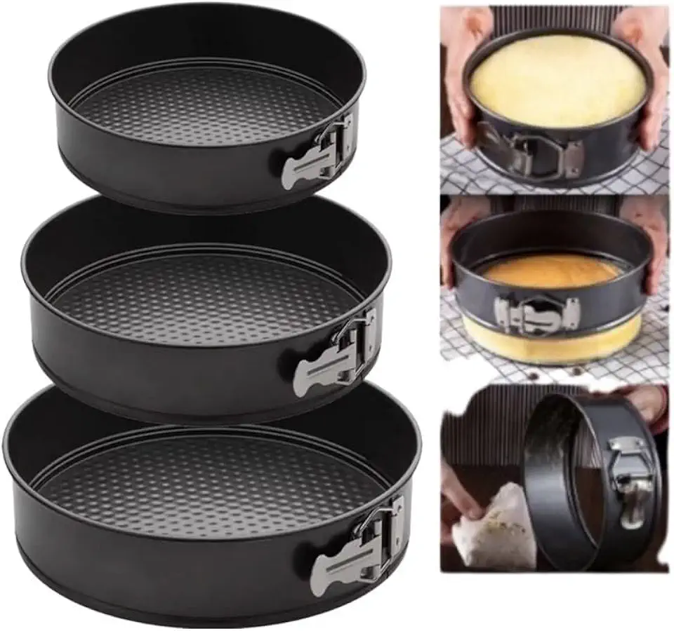 Conjunto de 3 Formas para Bolo, tortas com Fundo Removível Redonda Antiaderente teflon