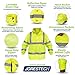 JORESTECH Safety Rain Jacket Waterproof Reflective High Visibility with Detachable Hood and Interior Mesh Yellow/Lime ANSI Class 3 Level 2 Type R JK-03 (M)