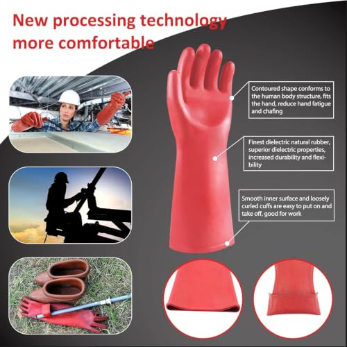 Image of DongChu Insulating Gloves 1.8mm-Thickness High Voltage Electrical Work Protective Gloves Cut & Stab Resistant 12kVAC /22kVDC Max Rubber Insulating Handwear For Lineworker Electricians