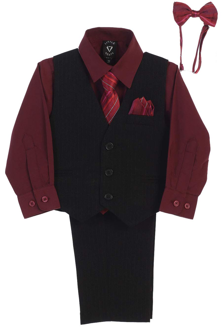 Boys Easter Outfit Boys Suit Ring Bearer Outfit for Boys Dress Shirt and Tie Church Clothes for Toddler Boy Vest and Pant Set Boys Formal Dresswear Set Kids 4 Piece Burgundy Size 6-9 Months