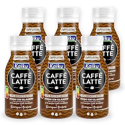 Kaiku Caffè Latte - Cappuccino  Café Frío  con Café Arábica de Nicaragua y Honduras  Leche Semidesnatada Fresca y Cacao de Producción Sostenible  Listo para Tomar  Sin Gluten - Pack 6 x 200 ml