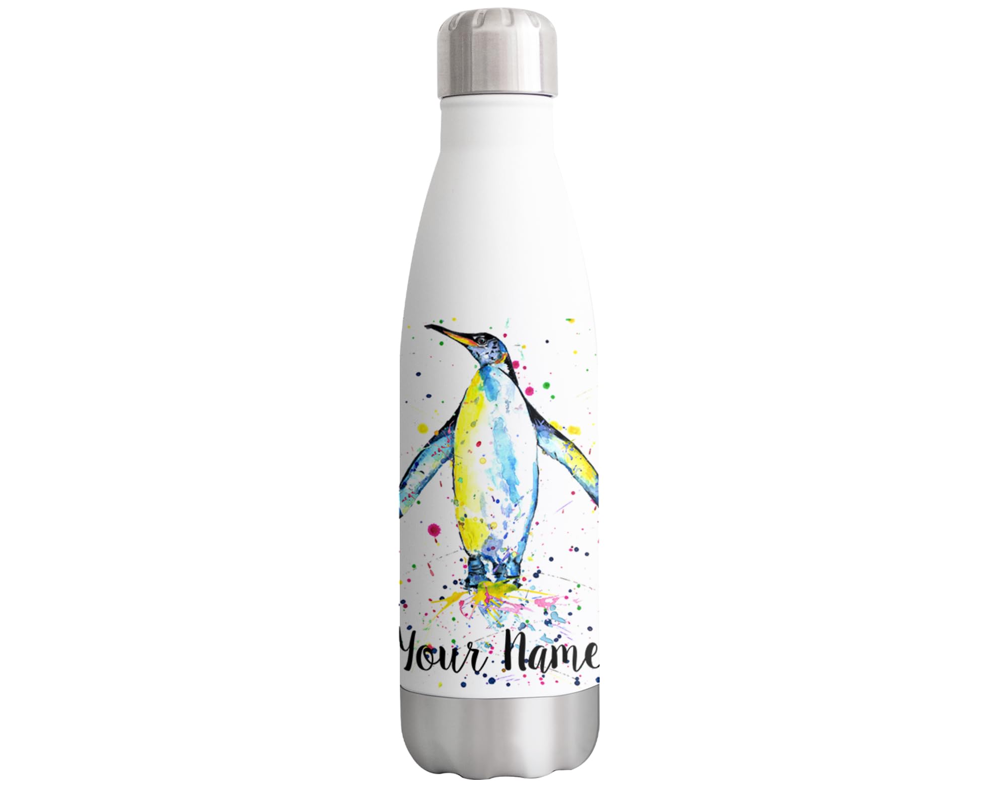 Penguin Personalised Custom Bottle with your Text/name bird Double Wall 500ml