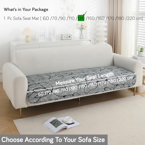 Image of HOKIPO 'Elira Series' Water Repellent + Waterproof Quilted Sofa Mats | Make Your Own Sofa Cover Set | Length 120cm - Intense Grey Abstract Floral (AR-5245-C2)