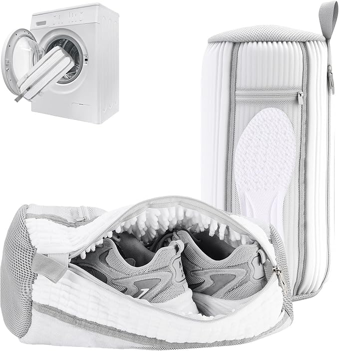 - Shoe Washing Machine Bag, Laundry Shoe Bag with Side External Network for Washer and Dryer Reusable Shoe Cleaning Bag for Sneaker Tennis Unstain Cleaner Kit (2pc-white)