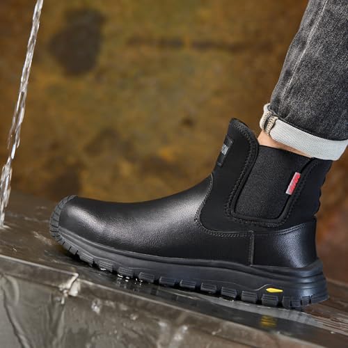 Image of Nutropa Welding Work Boots for Men Composite Toe Safety Boots Non Slip Steel Toe Work Shoes Lightweight Construction Welder Boots