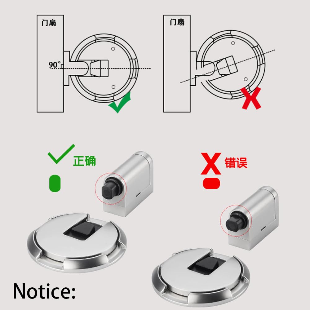 Tope magnético para puerta, tope magnético para puerta de montaje en suelo, resistente, sin taladro, soporte de puerta de altura ajustable para huecos de puerta de 3 a 4 pulgadas de alto, tope de