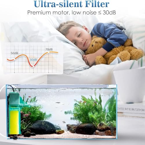 Image of Nepall 3 in 1 Ultra Silent Water Fall Type Aquarium Fish Tank Internal Bio- Sponge Filter with Aeration, Oxygenation and Rainfall for Fish Tank (NX-30 |22 Watts| 1000L /Hr | Suits Upto 3Feet Tank)