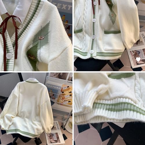 Image of Chevara Women's Cute Sweet Cardigan Sweater Kawaii School Uniform Button Long Sleeve V-Neck Knitted Outerwear