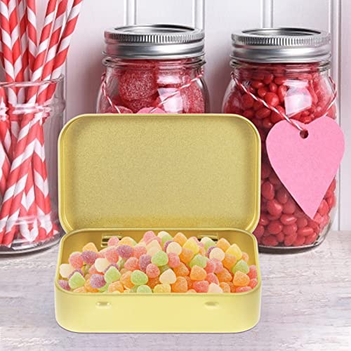 Zerodeko Golden Pcs Metal Hinged Tins Box Containers Small Rectangular Empty Container Mini Portable Box Small Storage Container Kit with Lid for Home present Storage 6 - Image 3