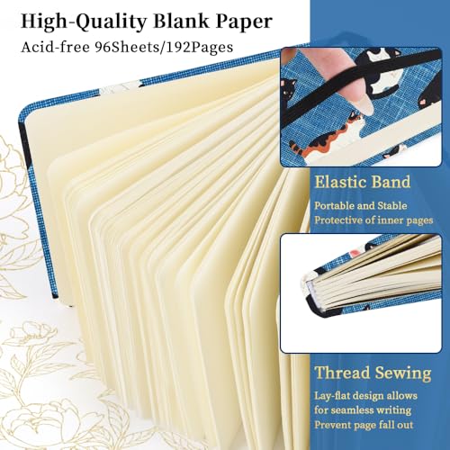 Image of 4.8 inch Pocket Sketch Book,80gsm Hardcover Art Sketchbook for Drawing Journal | Cloth Cover,80gsm Blank Paper,96Sheets,Lay-Flat,Portable Travel Creation Paint Diary Memo Planner,Dry MediaCow Cat