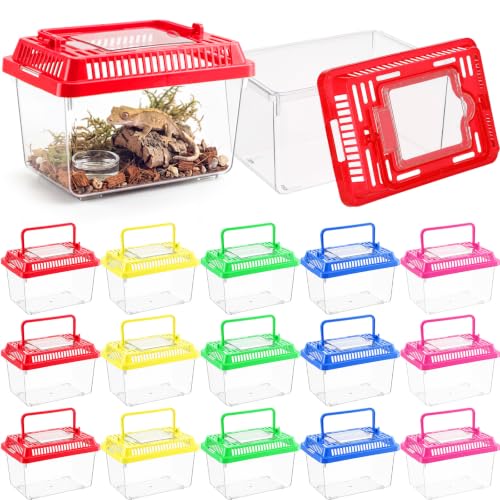 Image of LemonRoad 15 Pcs Plastic Reptile Terrariums,Classic,7x4.3x4.3 Inch