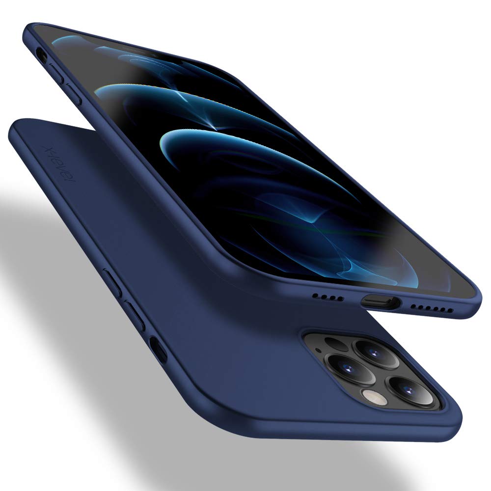 X-levelSlim Case Compatible with iPhone 12 Pro Max Case Ultra-Thin Soft Flexible TPU Matte Finish Coating Grip Phone Case Light Protective Back Cover Compatible iPhone 12 Pro Max 6.7"-Navy Blue