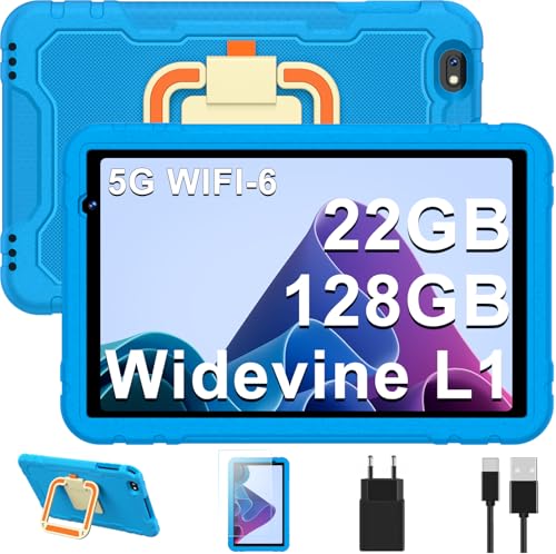 Tablet Niños 10 Pollici Android 14, 22GB RAM + 128GB ROM (TF 1TB), Octa-Core 8000mAH, Control...
