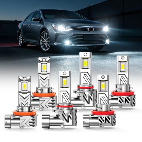 Image of SEALIGHT Fit for Toyota Camry 2007-2014 Light Bulbs, 9005 /HB3 + H11 + H11 Fog Lights LED Combo, 180000LM 6500K Cool White, 1200% Brighter, Premium Cooling System, Plug and Play, Pack of 6
