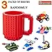 BOMENNE Build-on Brick Mug,Funny Novelty Coffee Mug, Creative DIY Building Blocks Cup,Birthday Party Cups For Kids,Unique Gifts For Christmas,Red